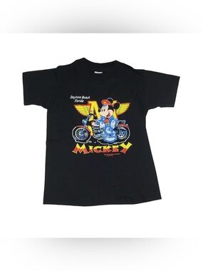 Vintage 80’s Disney Biker Mickey Mouse Daytona Beach Florida T Shirt Kids Large